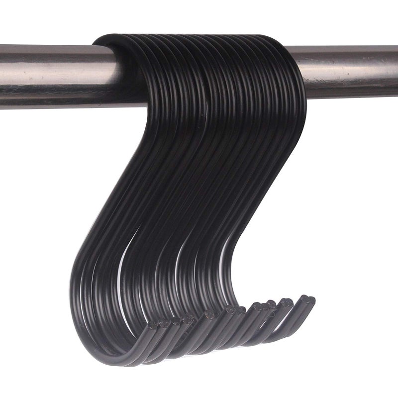 WARMBUY 30 Pack Black S Hooks Utility Hooks for Hanging Kitchen Pans Pots, Closet Clothes, Plants Bags Towels - Image 1